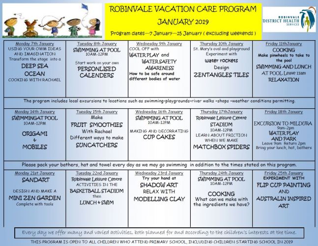 RDHS Vacation Care Program JAN 2019